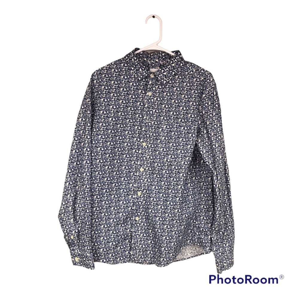 Goodfellow &CO Large Blue Flower Patterned Button Down